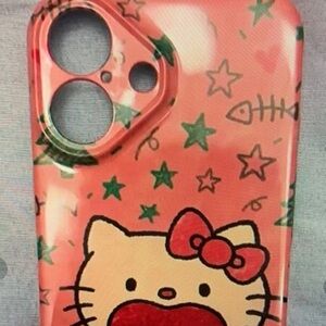 SHEIN Pink and Green Cat Design Phone Case